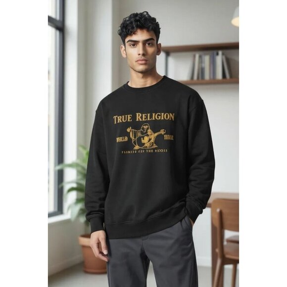 True Religion Other - True Religion Mens Black Metallic Buddha Long Sleeve Flee Men's Size XL